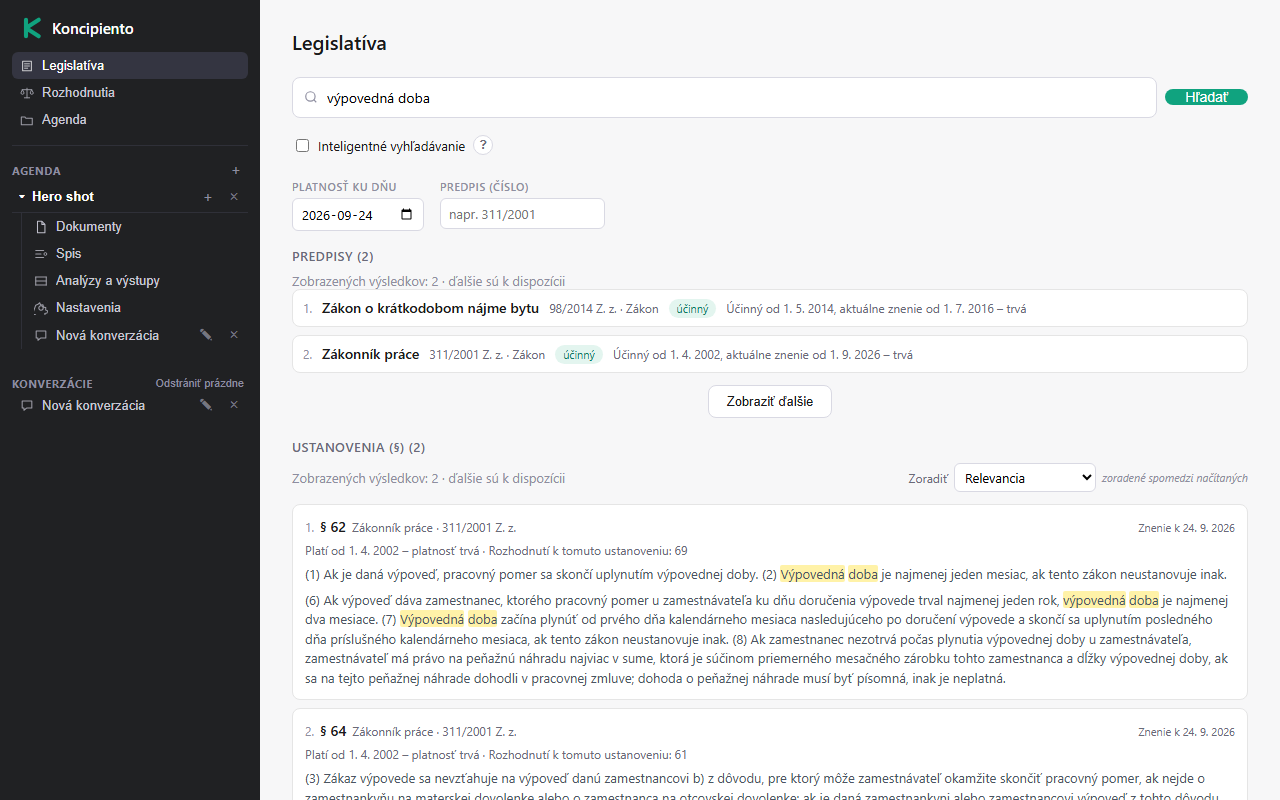 Čítačka predpisu v Koncipiente s históriou zmien ustanovenia